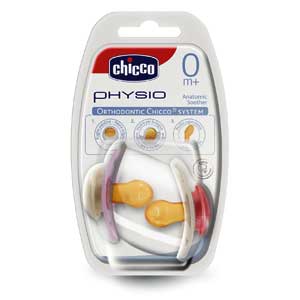 Chicco Rubber Soother Physio, Pink, 0m + 2pcs pack