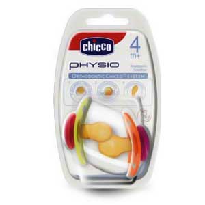 Chicco Physio Rubber Pacifier, Bold Colors, 4m +