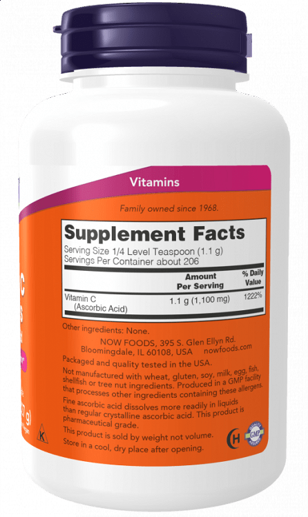 Now Vitamin C Crystals Powder, 227g