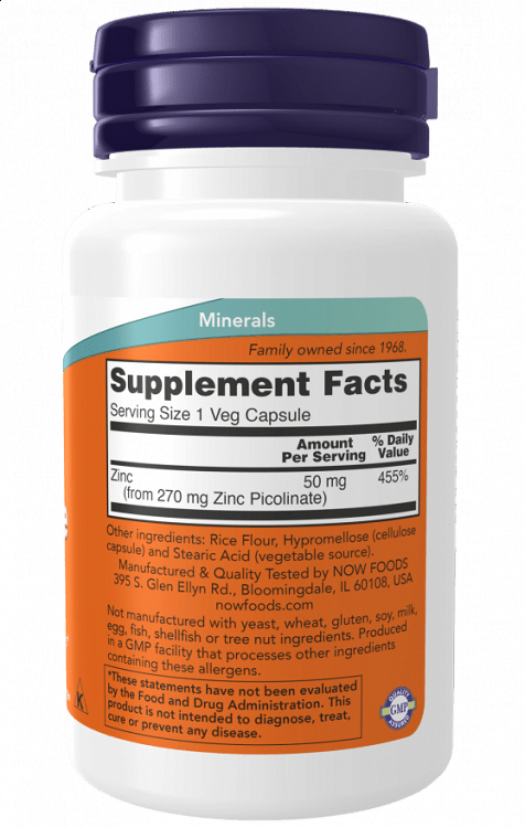 Now Foods Zinc Picolinate 50mg 60 φυτικές κάψουλες