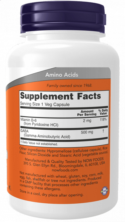 Now Foods Gaba 500mg + B-6 100 Κάψουλες