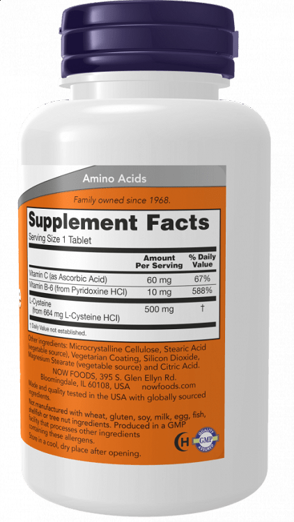 Now Foods L-Cysteine 500mg 100 ταμπλέτες