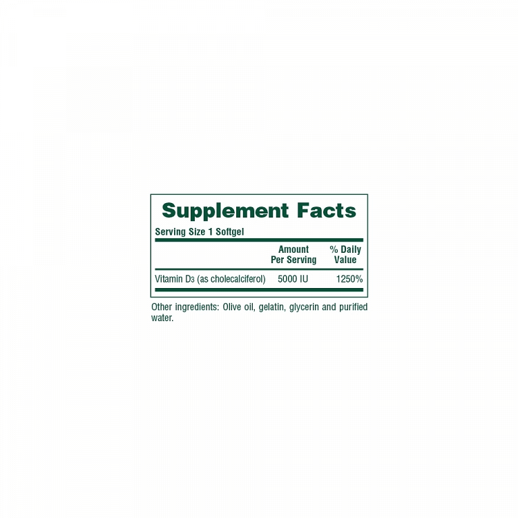 Nature's Plus Vitamin D3 5000iu 125mcg 90 μαλακές κάψουλες