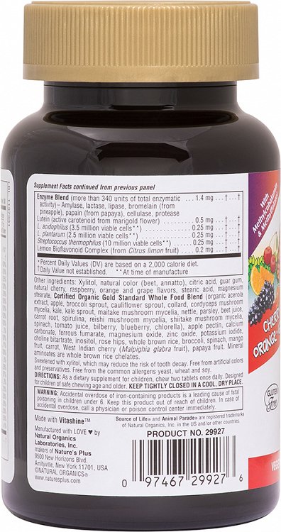 Nature's Plus Animal Parade Gold Cherry, Orange & Grape 60 Μασώμενες Ταμπλέτες
