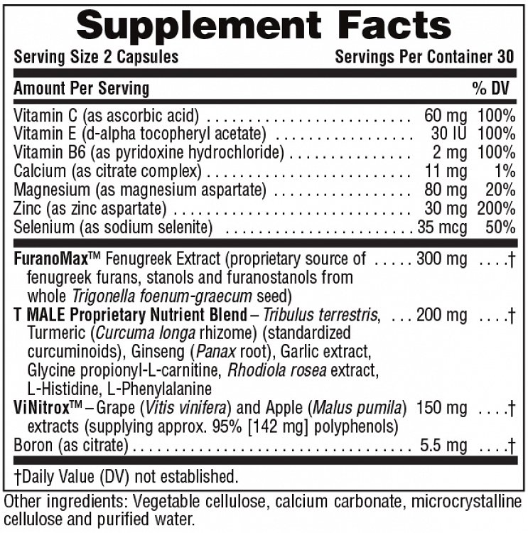 Nature's Plus T-Male Συμπλήρωμα για την Σεξουαλική Υγεία 60 κάψουλες