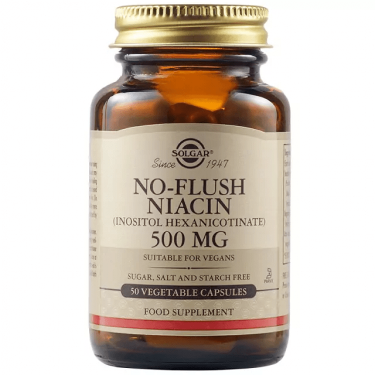 Solgar No-Flush Niacin Βιταμίνη 500mg 50 φυτικές κάψουλες