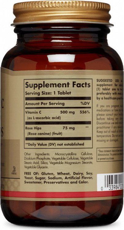 Solgar Vitamin C with Rose Hips 500mg 100 ταμπλέτες