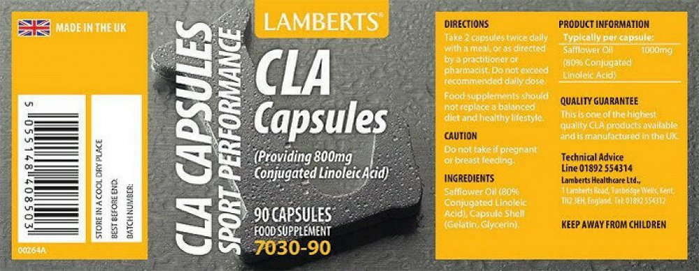 Lamberts CLA Sport Performance Συμπλήρωμα Διατροφής 1000mg 90 κάψουλες