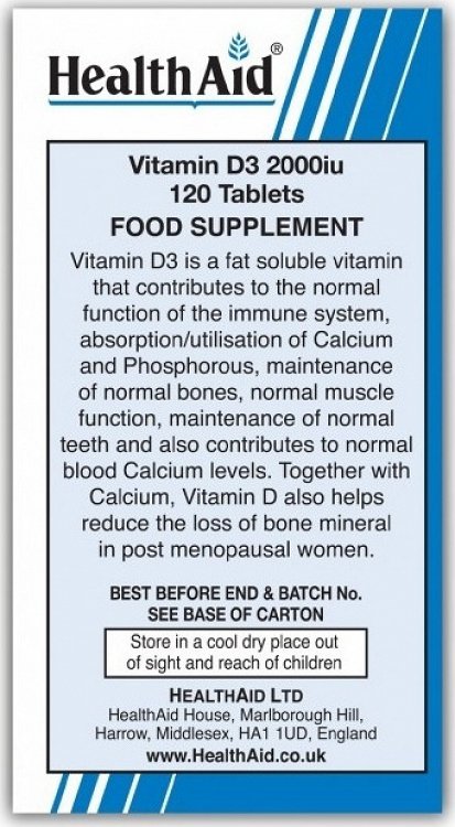 Health Aid Vitamin D3 2000iu 120 tabs