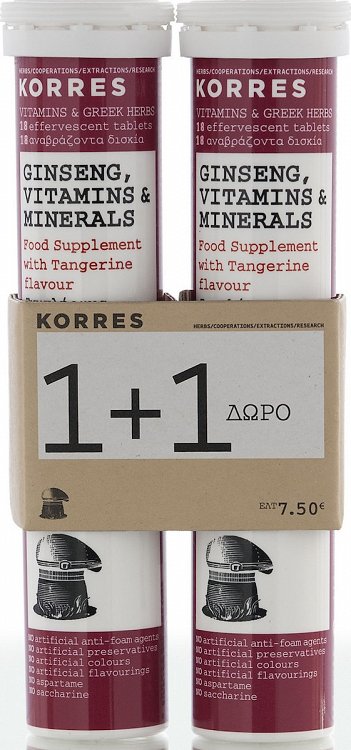 Korres Ginseng Vitamins & Minerals 2 x18 αναβράζοντα δισκία