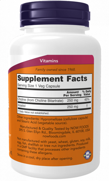 Now Foods Choline & Inositol 500mg Συμπλήρωμα για το Άγχος 100 κάψουλες