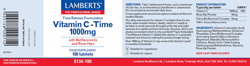 Lamberts Vitamin C Time 1000mg 30 ταμπλέτες