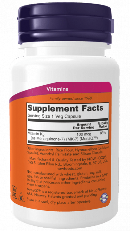 Now Foods MK-7 Vitamin K-2 100mcg 60 φυτικές κάψουλες