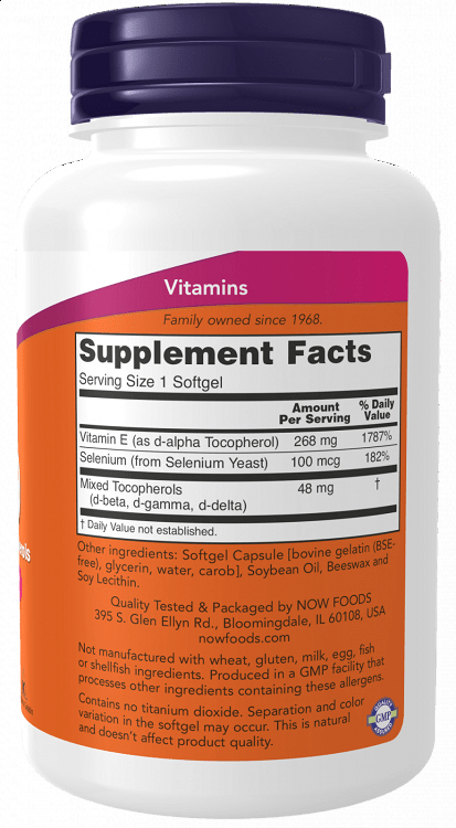 Now Foods Vitamin E-400iu Selenium 100 μαλακές κάψουλες