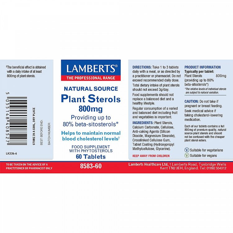 Lamberts Plant Sterols 800mg 60 ταμπλέτες