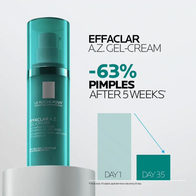 La Roche Posay Effaclar A.Z. Gel-Κρέμα Προσώπου για Ενυδάτωση & Αντιγήρανση 40ml
