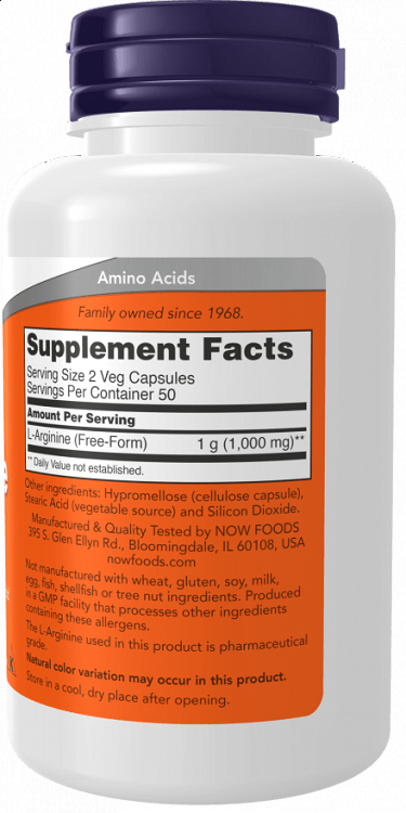 Now Foods L-Arginine 500mg 100 κάψουλες