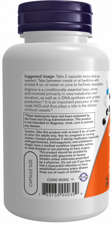Now Foods L-Arginine 500mg 100 κάψουλες