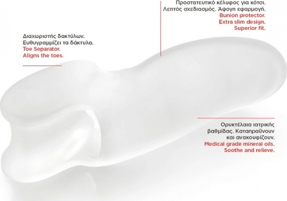Podia Διαχωριστικό Bunion Total Relief Protector + Separator με Gel για το Κότσι 1τμχ