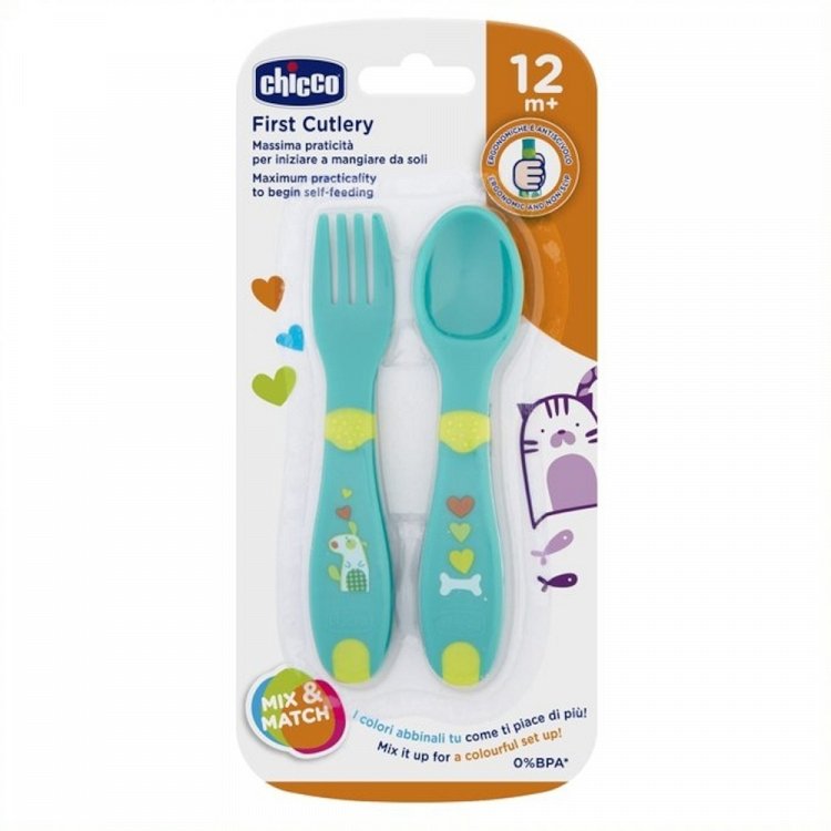 Chicco (06830-00) Σετ Κουτάλι-πιρούνι 12μ+