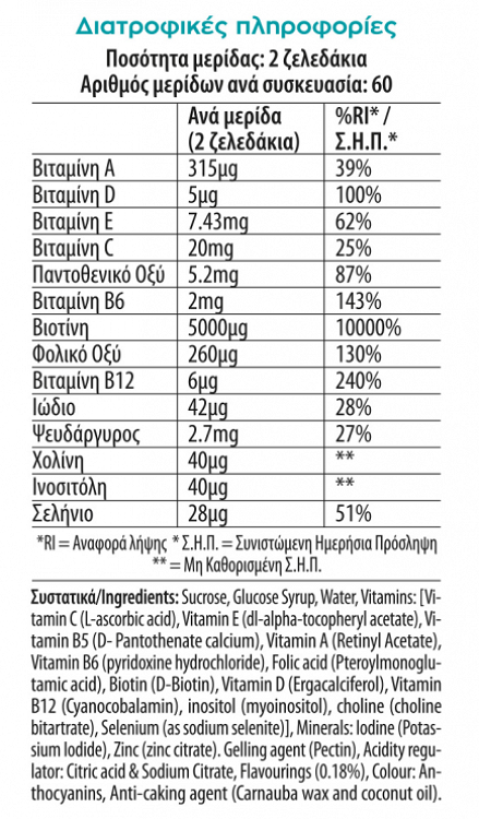 Vican Chewy Vites Adults Hair Skin & Nails Red Fruits 60 ζελεδάκια