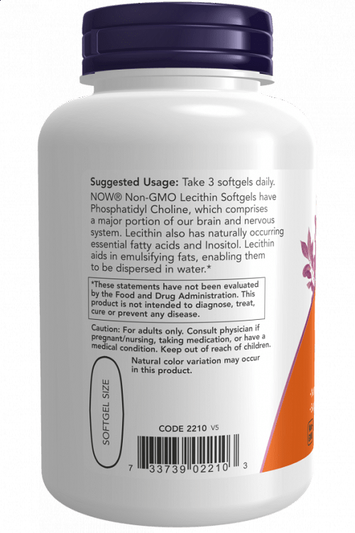 Now Foods Lecithin Συμπλήρωμα Διατροφής με Λεκιθίνη 1200mg 100 μαλακές κάψουλες