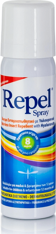 Uni-Pharma Repel Άοσμο Εντομοαπωθητικό Spray με Υαλουρονικό Κατάλληλο για Παιδιά 50ml