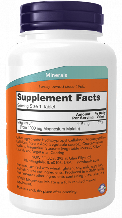 Now Foods Magnesium Malate 1000mg 180 ταμπλέτες