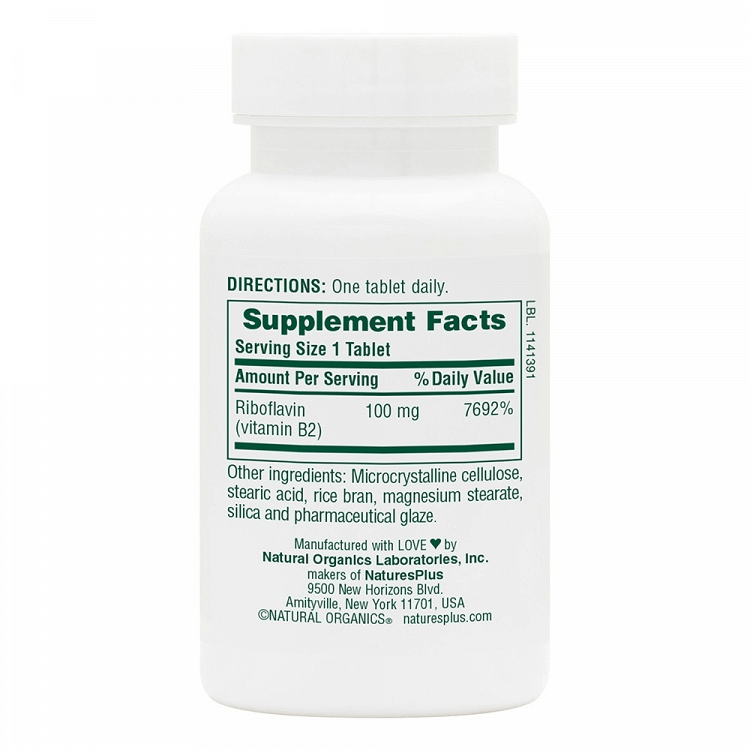 Nature's Plus Vitamin B2 100mg 90 ταμπλέτες