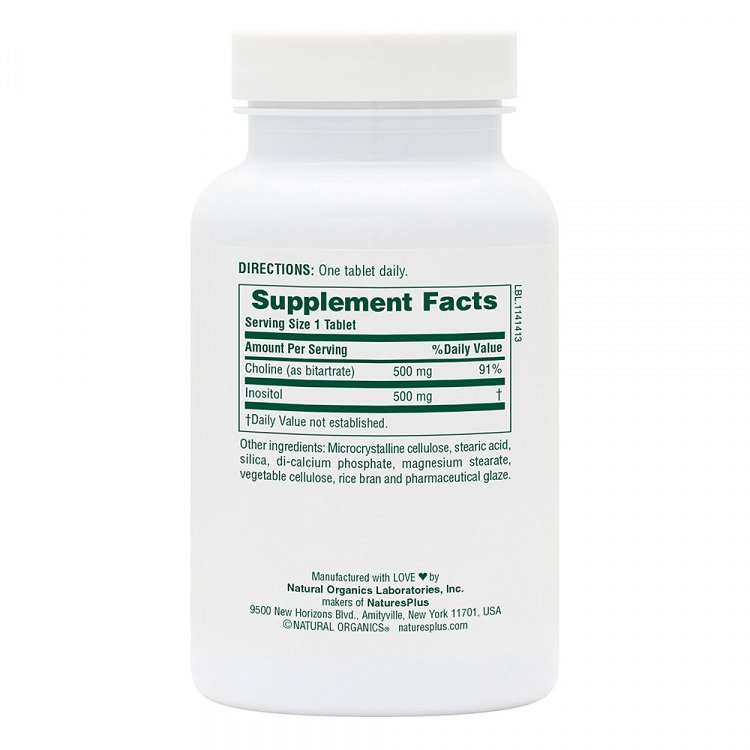 Nature's Plus Choline & Inositol 500mg / 500mg 60 ταμπλέτες