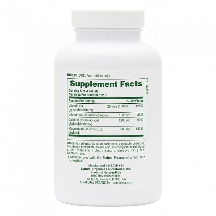 Nature's Plus Bone Support Cal/Mag/Vit D3 with Vitamin K2 90 ταμπλέτες