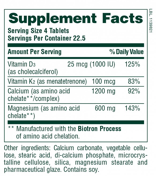 Nature's Plus Bone Support Cal/Mag/Vit D3 with Vitamin K2 90 ταμπλέτες