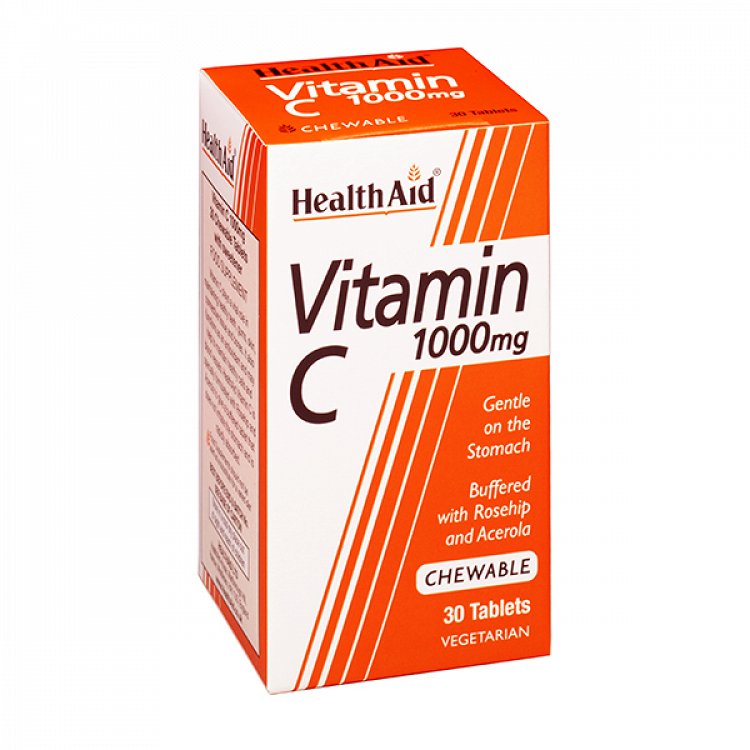 Health Aid Vitamin C 1000mg - Βιταμίνη C σε Καταπινώμενες Ταμπλέτες Βραδείας Αποδέσμευσης, 30Tabs