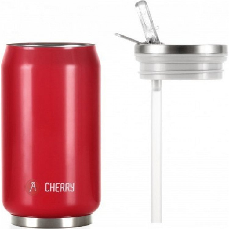 Les Artistes Pull Can'it Ποτήρι Θερμός με Καλαμάκι Shining Cherry Shining 0.28lt