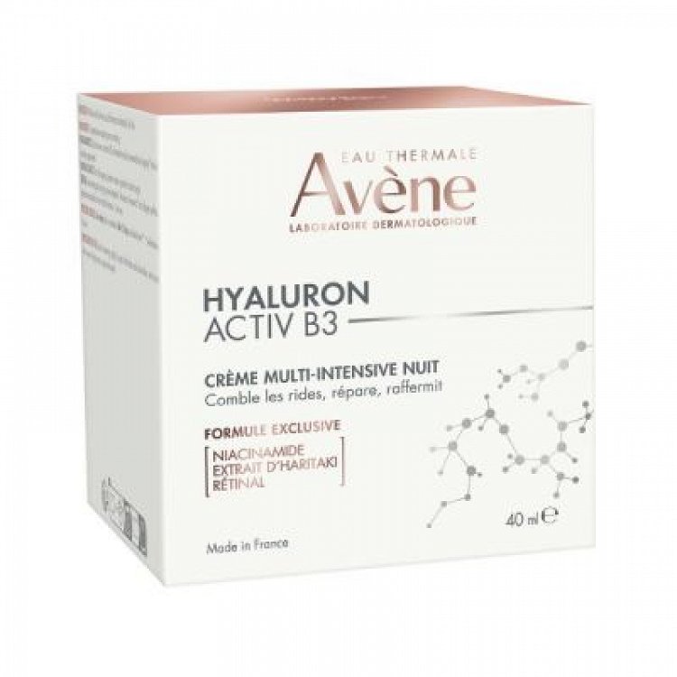 Avene Activ B3 Κρέμα Προσώπου Νυκτός για Ενυδάτωση & Αντιγήρανση με Υαλουρονικό Οξύ 40ml