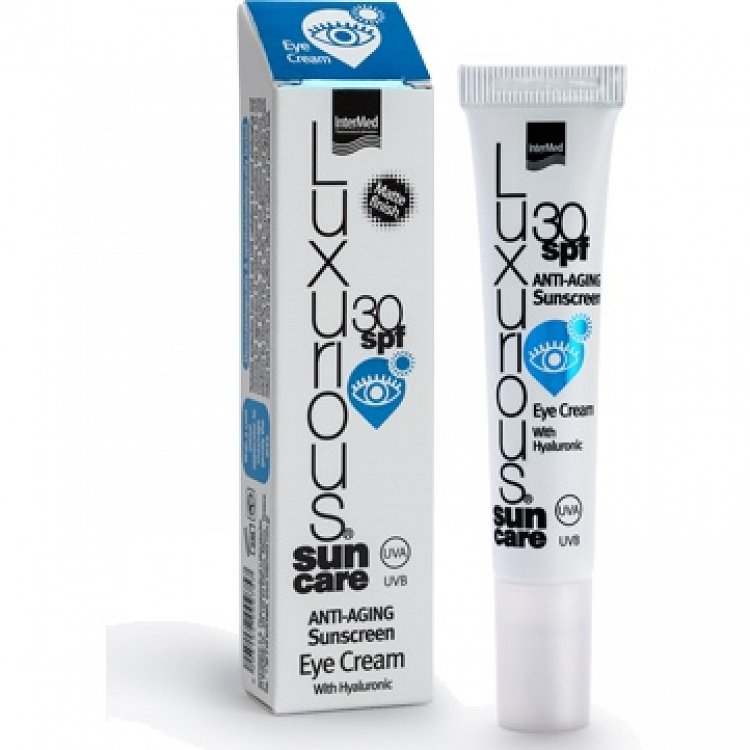Intermed Luxurius SunCare SPF 30 Ενυδατική & Αντιγηραντική Κρέμα Ματιών με Υαλουρονικό Οξύ 15ml