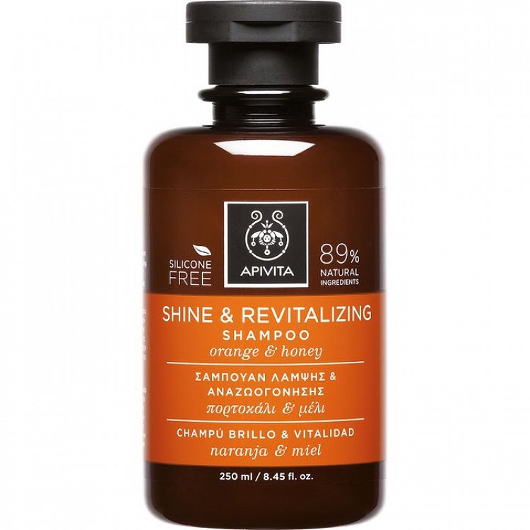 Apivita Shine & Revitalizing Shampoo Σαμπουάν Λάμψης & Αναζωογόνησης με Πορτοκάλι & Μέλι, 250ml
