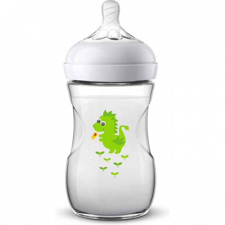 Avent Natural SCF070/24 Μπιμπερό Πολυπροπυλένιου με Θηλή Σιλικόνης Δράκος 1m+, 260ml