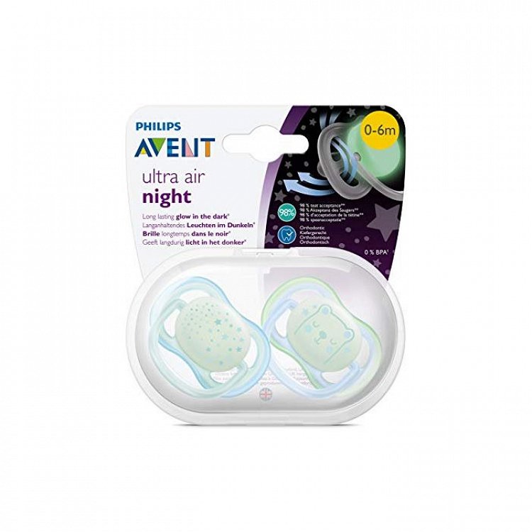 Avent Ultra Air Night SCF376/21 - Νυχτερινές Πιπίλες 6-18m, 2Τμχ