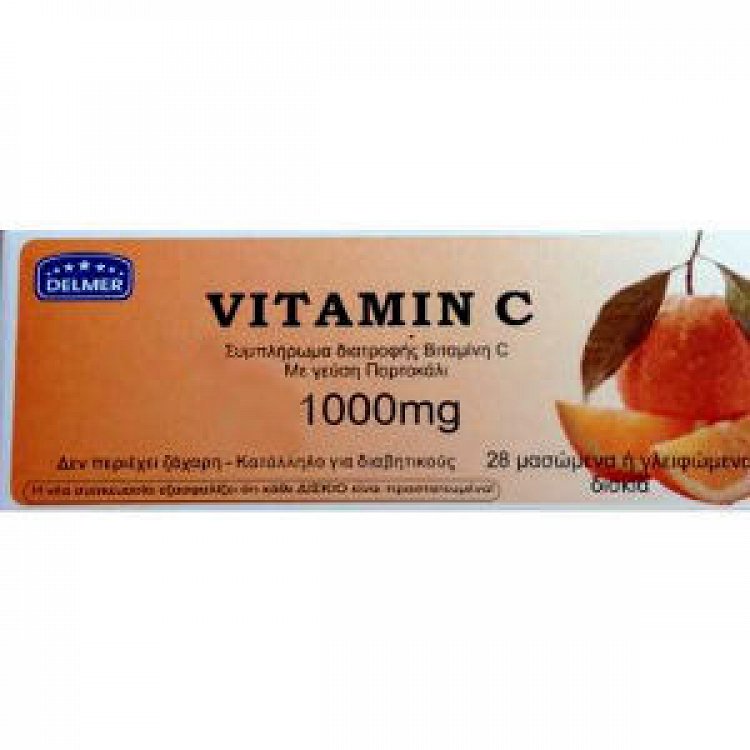 Delmer Vitamin C 1000mg 28 Μασώμενα Δισκία