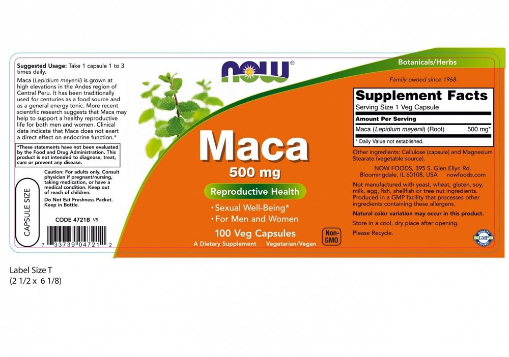 Now Foods Maca 500mg 100 κάψουλες