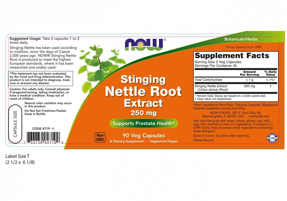 Now Foods Nettle Root Extract Vegetarian 250mg 90 φυτικές κάψουλες