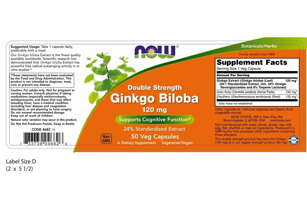 Now Foods Ginkgo Biloba 120mg 100 φυτικές κάψουλες