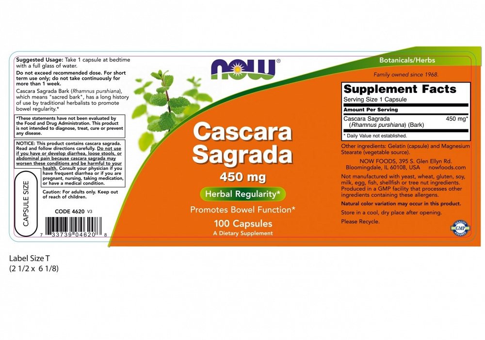 Now Foods Cascara Sagrada 450mg 100 κάψουλες
