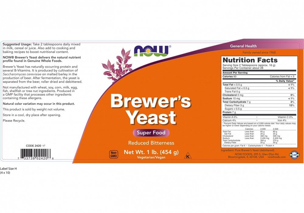 Now Brewer's Yeast 650 mg, 200Tabs