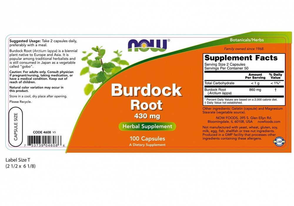 Now Foods Burdock Root 430mg 100 κάψουλες