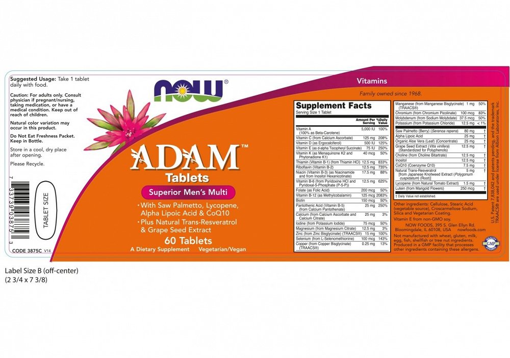 Now ADAM Men's Multiple Vitamin, 60Tabs