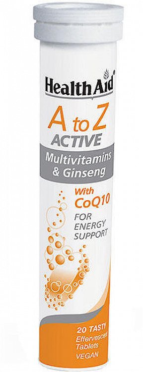 Health Aid A to Z Active - Βιταμίνες, Μέταλλα Με Τζίνσενγκ & Συνένζυμο Q10, 20eff.tabs