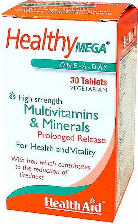 Health Aid Healthy Mega - Βιταμίνες & Μέταλλα, Ιχνοστοιχεία & Διατροφικά Φυτοστοιχεία, 30Tabs