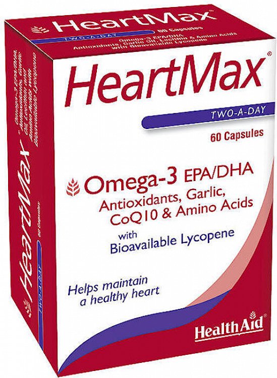 Health Aid HeartMax - Ω3, Αντιοξειδωτικά, Αμινοξέα, Λεκιθίνη, Έλαιο Σκόρδου, Λυκοπένιο, 60Caps